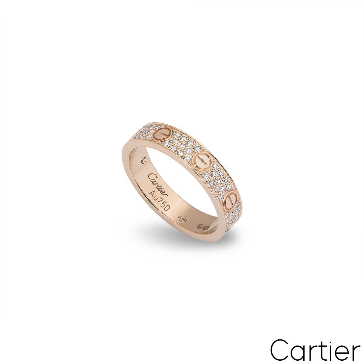Cartier Rose Gold Pave Diamond Wedding Love Ring Size 52 B4085800